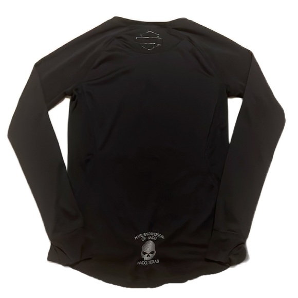 Harley-Davidson, Activewear, Long Thumb Sleeves, V-Neck Top, Charcoal Black, Sm - Picture 2 of 9